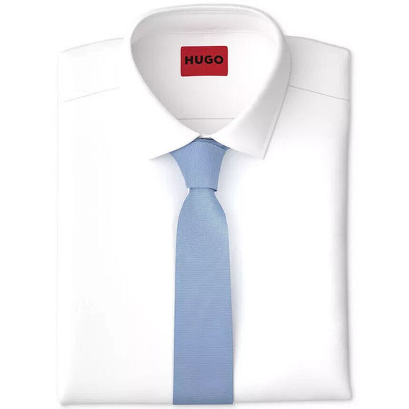 Hugo Boss Men's Skinny Silk Tie Open Blue One Size New with Tags